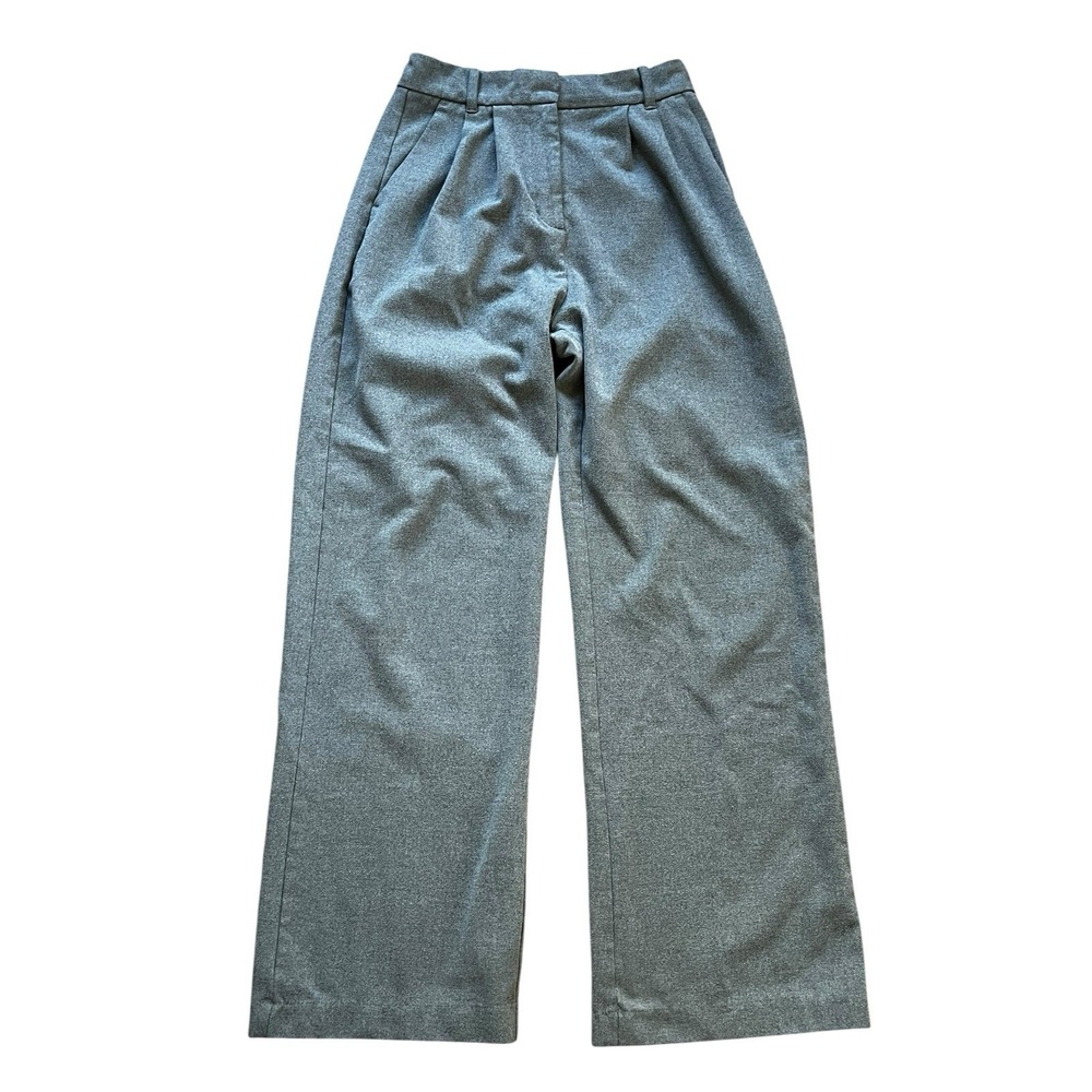 Abercrombie & Fitch Sloane Tailored Wide Leg Pleated Pant Gray Size Small